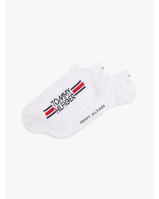 Tommy Hilfiger White 4-Pack Logo Stripe Trainer Socks for men