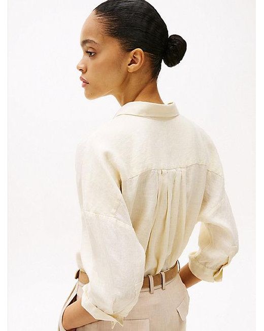 Tommy Hilfiger Natural Relaxed Fit Bluse Aus Reinem Leinen