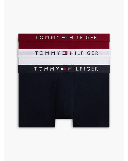 Tommy Hilfiger Blue 3-Pack Th Original Logo Waistband Trunks for men