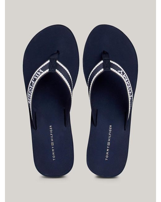 Tommy Hilfiger Natural Logo Strap Wedge Heel Beach Sandals