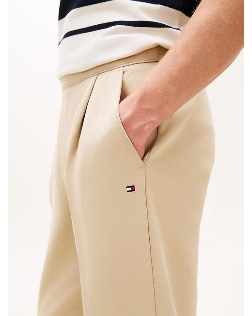 Tommy Hilfiger Natural Intechno Knit Flag Embroidery Joggers for men