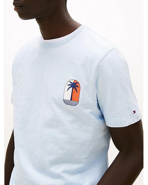 Tommy Hilfiger T-Shirt Met Ronde Hals En Tropisch Logo in het Blue voor heren