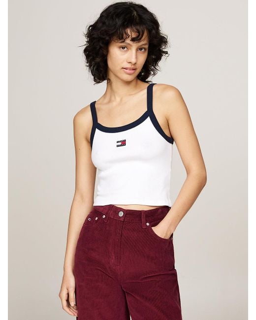 Tommy Hilfiger Red Tommy Badge Cropped Tank Top