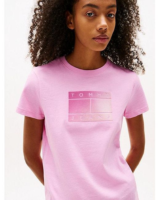 Tommy Hilfiger Red Rundhals-T-Shirt Mit Farbverlauf-Logo