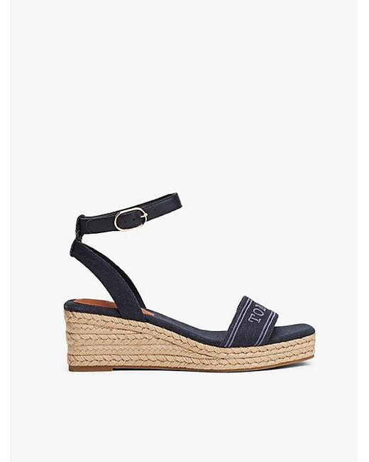 Tommy Hilfiger Hilfiger Monotype Espadrille Met Sleehak in het Blue
