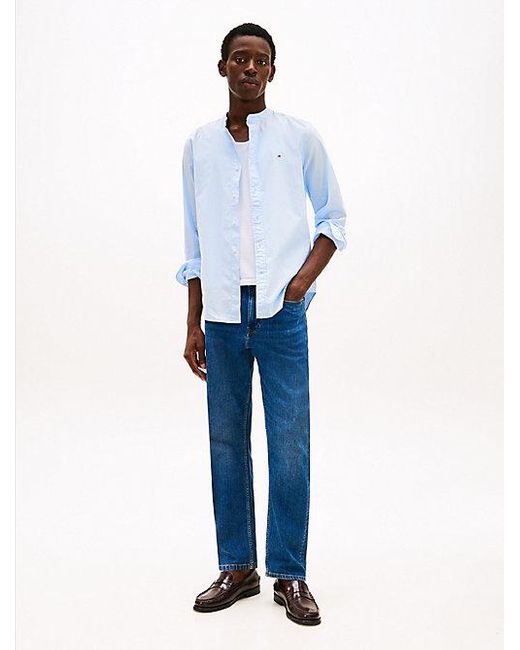 Tommy Hilfiger Regular Fit Poplin Overhemd Met Opstaande Kraag in het Blue voor heren