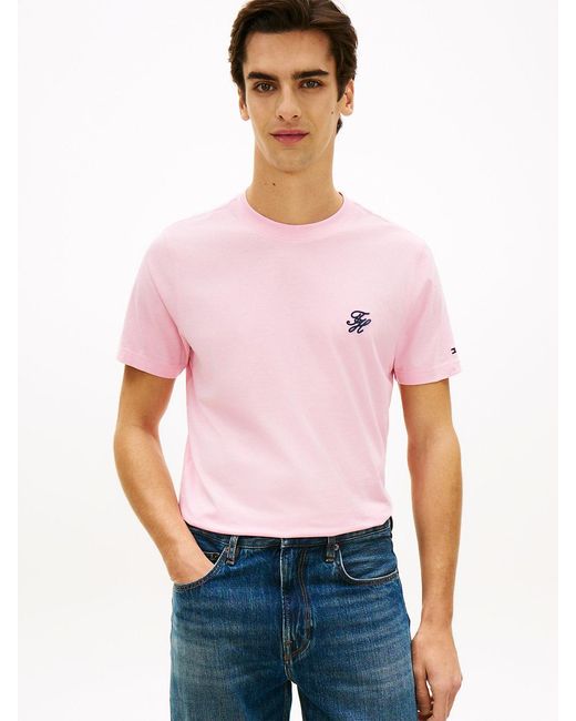 Tommy Hilfiger Red Logo Embroidery Jersey T-Shirt for men