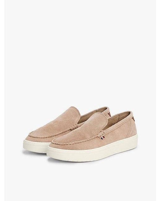Tommy Hilfiger Signature Suède Instap-Loafer in het Natural voor heren