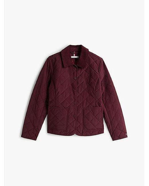 Tommy Hilfiger Getailleerd Gewatteerd Jack Met Th-Embleem in het Red