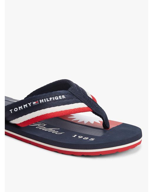 Tommy Hilfiger Blue Stripe Webbing Strap Flip-Flops for men
