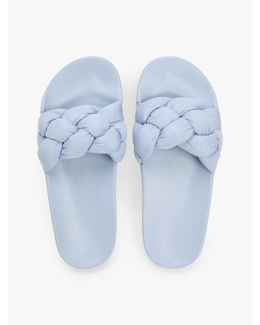 Tommy Hilfiger Blue Embossed Braided Strap Slides