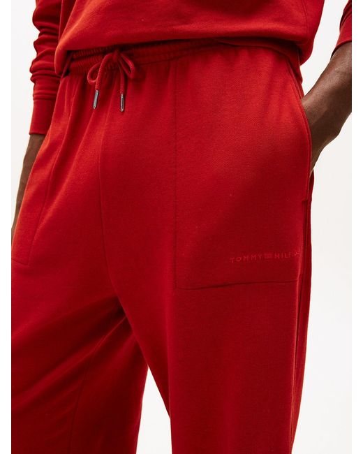 Tommy Hilfiger Red Essential Terry Cuffed Lounge Joggers for men