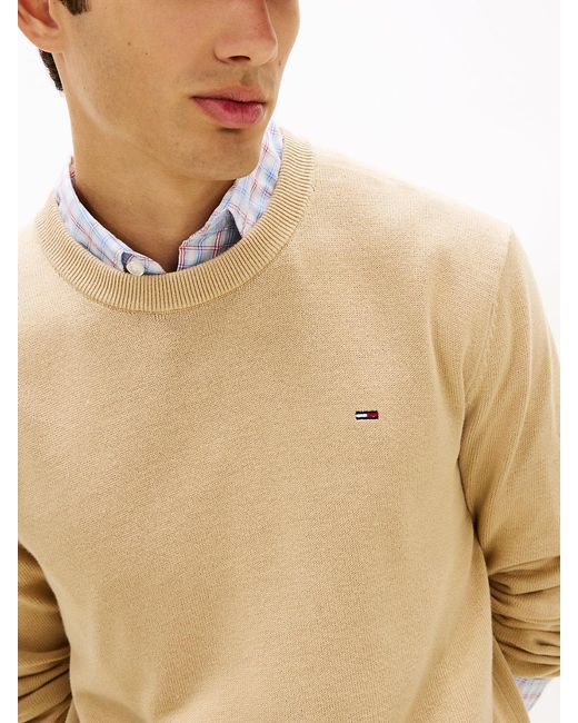 Tommy Hilfiger Natural Tommy Flag Embroidery Lightweight Slim Jumper for men