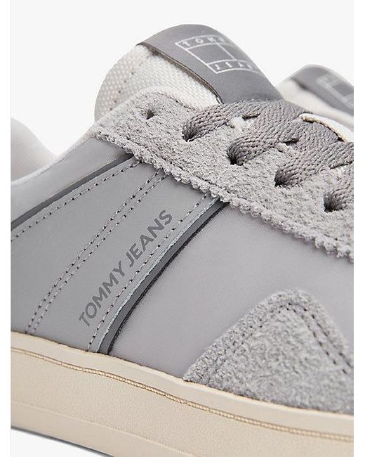Tommy Hilfiger The Greenwich Leren Sneaker Met Textuurmix in het White voor heren