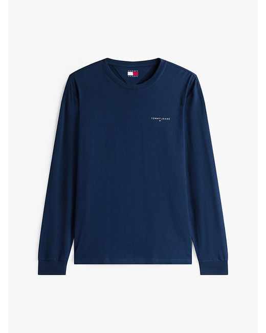 Tommy Hilfiger Blue Linear Logo Slim Long Sleeve T-shirt for men