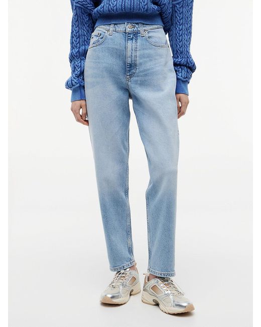 Tommy Hilfiger Blue Ultra High Rise Tapered Leg Mom Jeans