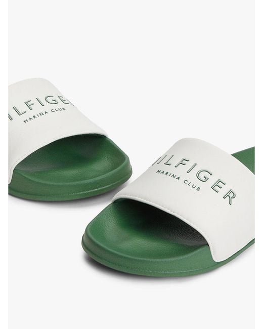 Tommy Hilfiger Green Logo Pool Slides for men
