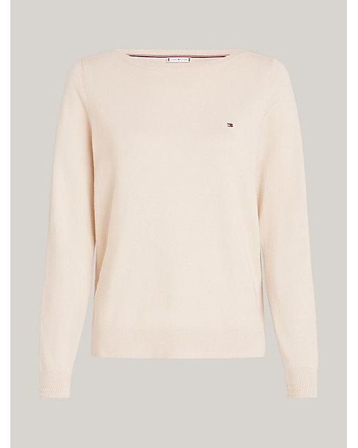 Tommy Hilfiger Natural Jersey-Pullover mit U-Boot-Ausschnitt