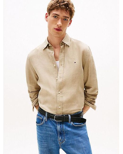 Tommy Hilfiger Regular Fit Hemd Aus Reinem Leinen in Natural für Herren