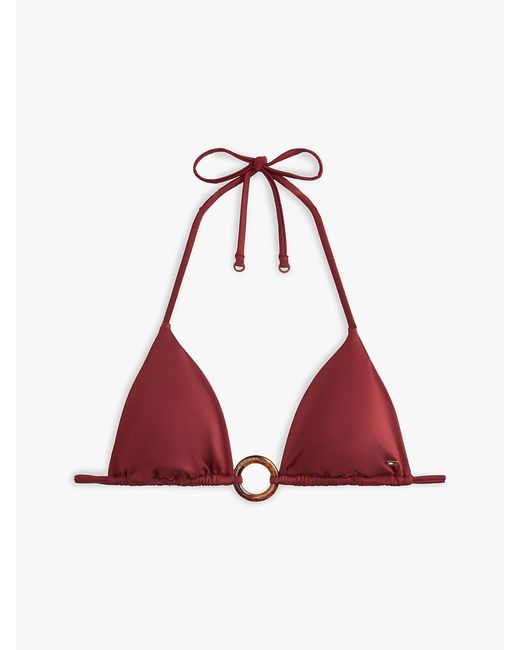 Tommy Hilfiger Orange Tortoiseshell Ring Slim Triangle Bikini Top