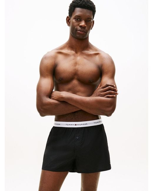 Tommy Hilfiger Black 2-Pack Signature Logo Woven Boxer Shorts for men