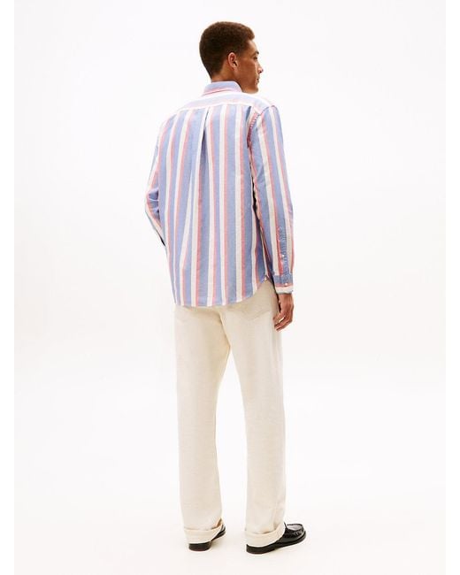 Tommy Hilfiger Blue Heritage Oxford Stripe Regular Long Sleeve Shirts for men