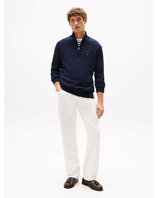 Tommy Hilfiger Trui Met Opstaande Hals En Halve Rits in het Blue voor heren