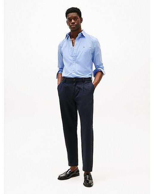 Tommy Hilfiger Regular Fit Poplin Overhemd Met Ginghamruit in het Blue voor heren