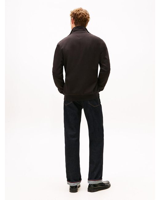 Tommy Hilfiger Black Intechno Knit Flag Embroidery Zip-Thru Jumper for men