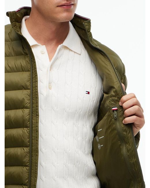 Tommy Hilfiger Green Flag Embroidery Packable Quilted Jacket for men