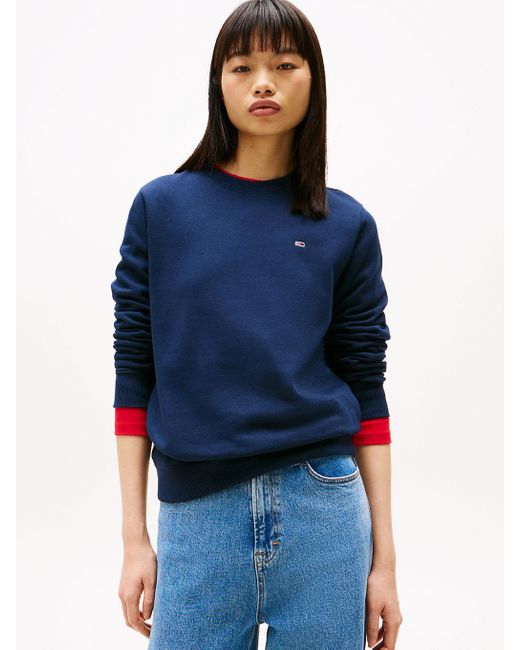 Sweat À Col Ras-Du-Cou Et Drapeau Brodé Tommy Hilfiger en coloris Blue