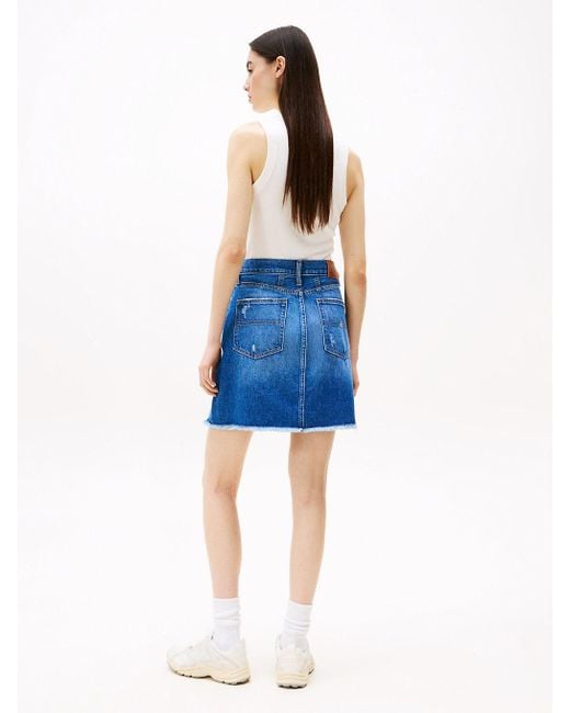 Minigonna Mom Distressed di Tommy Hilfiger in Blue