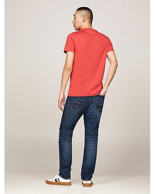 Camisa de corte slim con logo Tommy Hilfiger de hombre de color Red