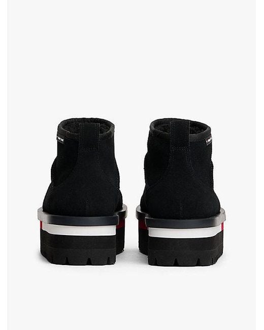 Tommy Hilfiger Suède Snowboot Met Plateauzool in het Black