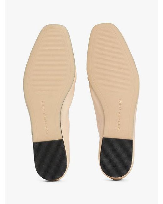 Tommy Hilfiger Leren Ballerina Met Th-Monogram in het Natural