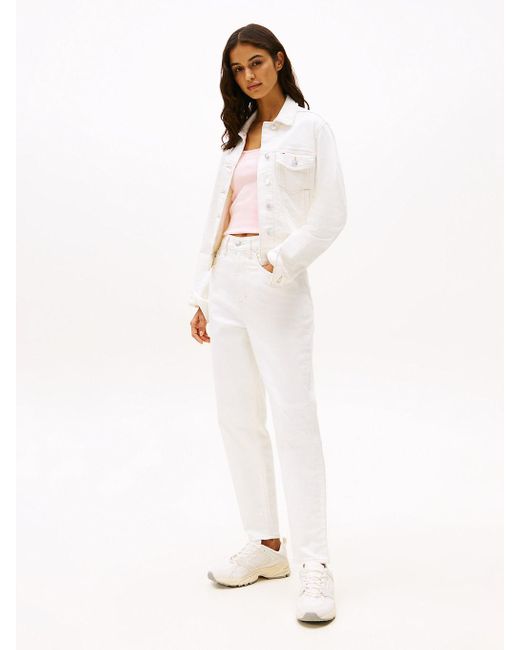 Tommy Hilfiger White Light Wash Ultra High Rise Mom Jeans