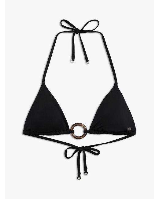 Tommy Hilfiger Black Tortoiseshell Ring Slim Triangle Bikini Top