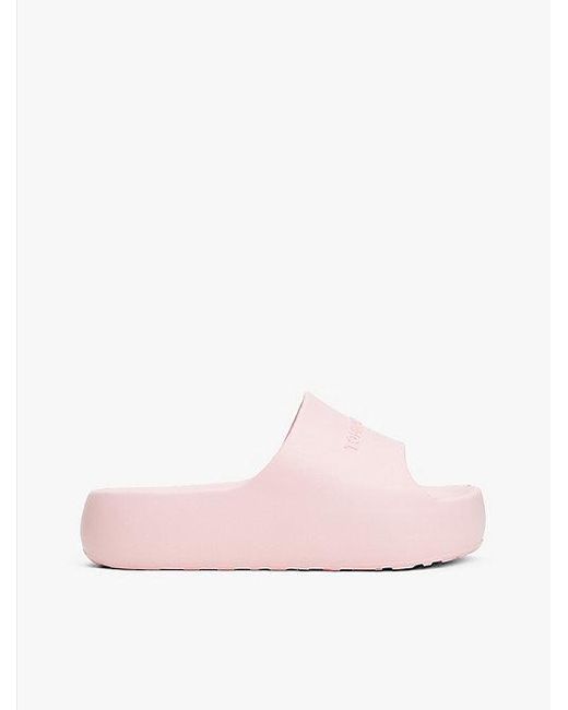 Tommy Hilfiger Pink Plateau-Badeschuh Mit Logo