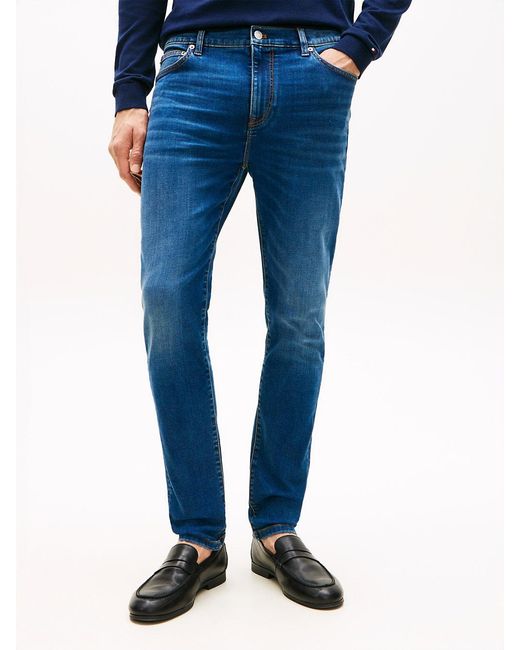 Tommy Hilfiger Blue Bleecker Whiskered Five-Pocket Slim Jeans for men
