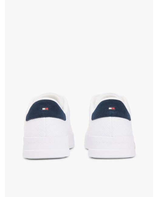 Tommy Hilfiger White Logo Knit Court Trainers for men