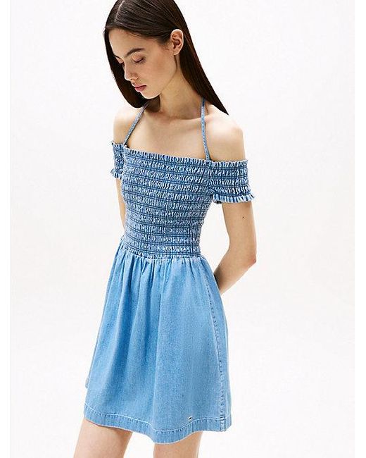 Tommy Hilfiger Blue Fit-And-Flare-Minikleid Aus Chambray