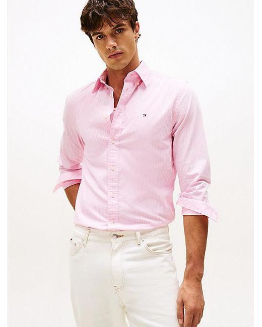 Tommy Hilfiger Th Flex Regular Fit Hemd Mit Nadelstreifen in Pink für Herren