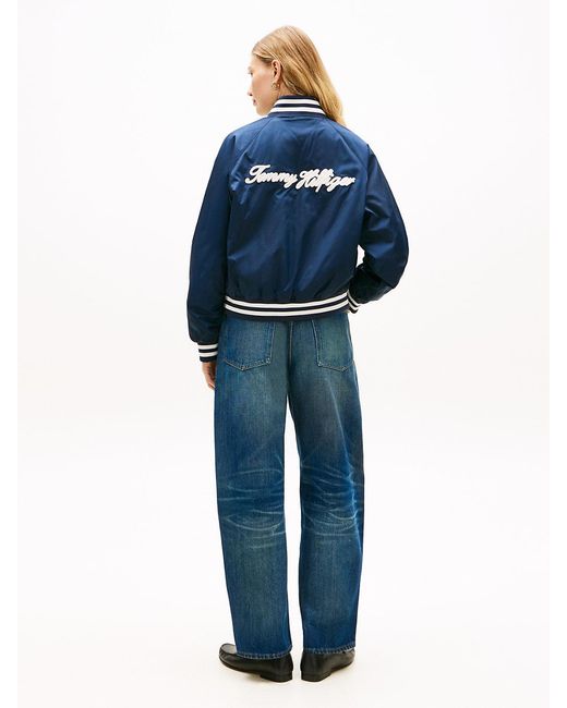 Tommy Hilfiger Blue Logo Appliqué Water Repellent Bomber Jacket