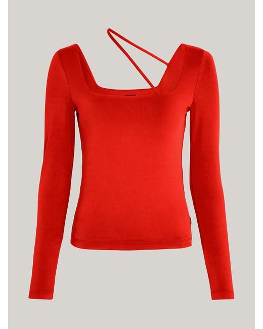 Tommy Hilfiger Red Multi-strap Long Sleeve Top