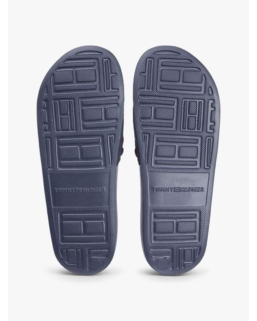 Tommy Hilfiger Blue Braided Pool Slides