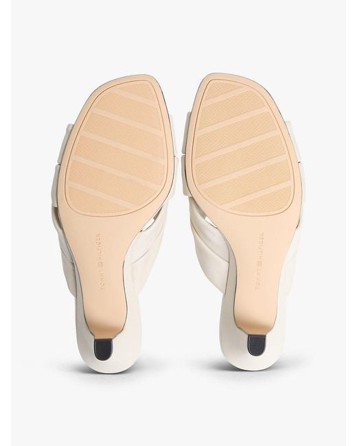 Tommy Hilfiger Natural Leather Crossover Strap Heeled Mules