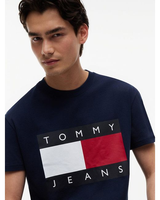 Tommy Hilfiger Blue Flag Badge Crew Neck T-shirt for men