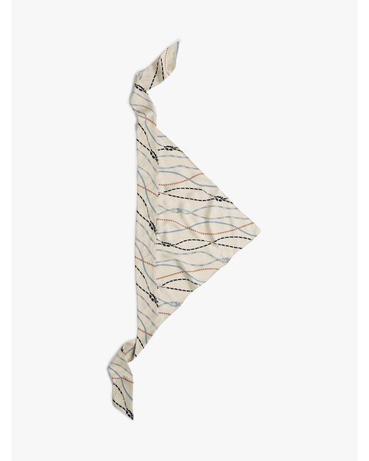 Tommy Hilfiger White Rope Print Pure Silk Scarf