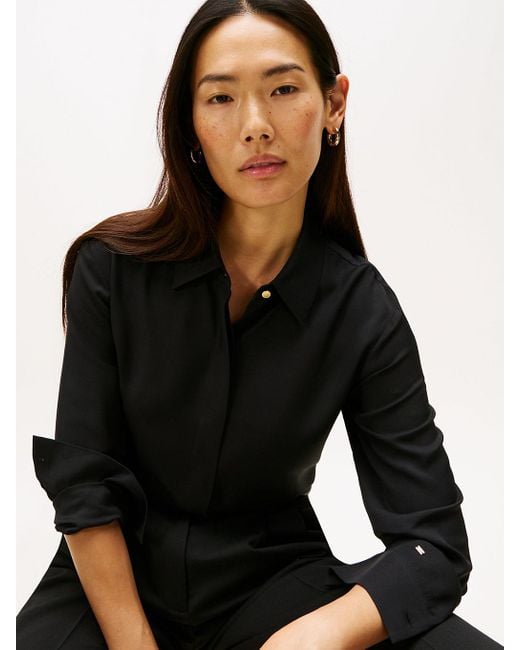 Chemise Coupe Standard À Patte Invisible Tommy Hilfiger en coloris Black