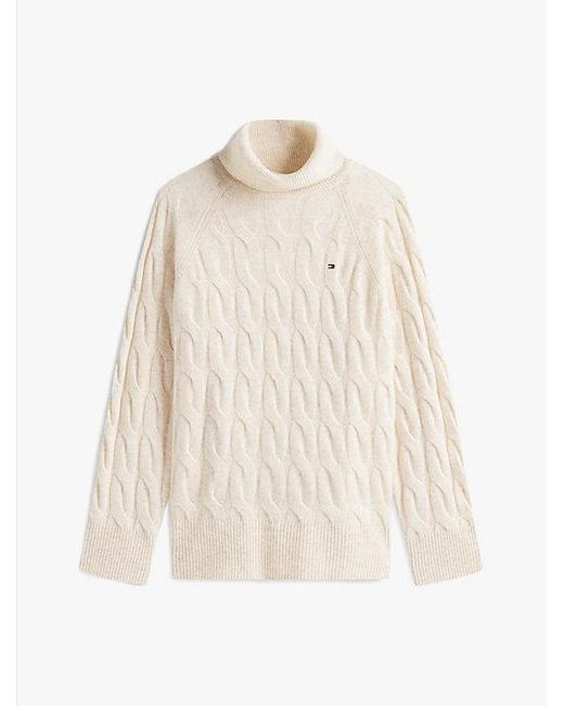 Tommy Hilfiger Relaxed Fit Kabeltrui Van Zachte Wol in het White